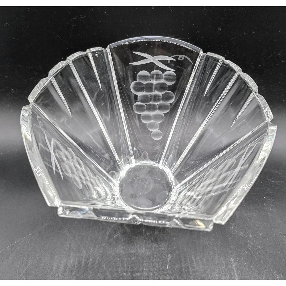 Vintage Mikasa Heavy Crystal Bowl Candy Dish Grape Design Yugoslavia 6.25